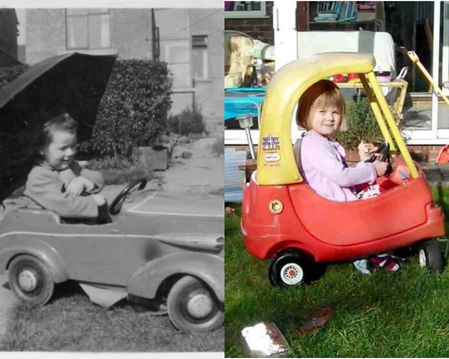 The photo‘s show my Mum in 1961. Her grand daughter, (my daughter) takes after her Gran in many ways - including her love of toy cars! I just hope that she does not get the taste for travel too soon!