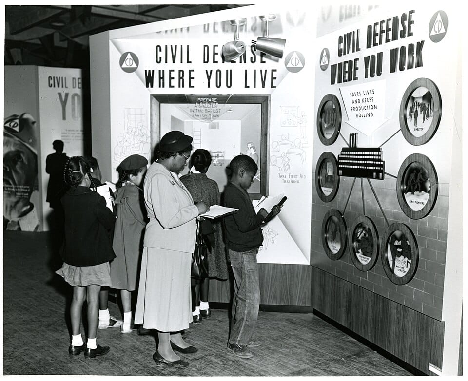 Children visit civil defense exhibits, 1951