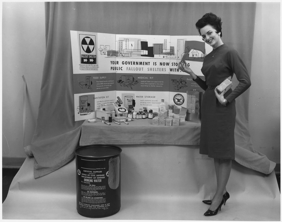 Survival supplies for fallout shelter, c. 1950s-60s