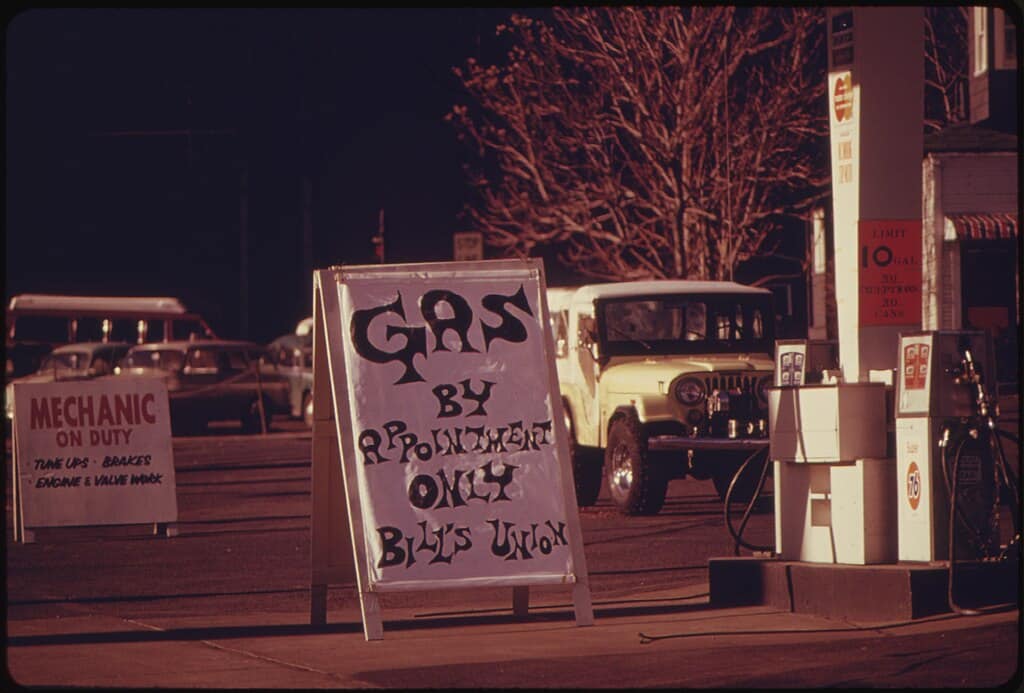 Gas by appointment signs increased each day in Portland and other parts of Oregon until the state put into effect the odd-even gas plan. Other states also adopted the scheme to decrease the gas lines (1974)