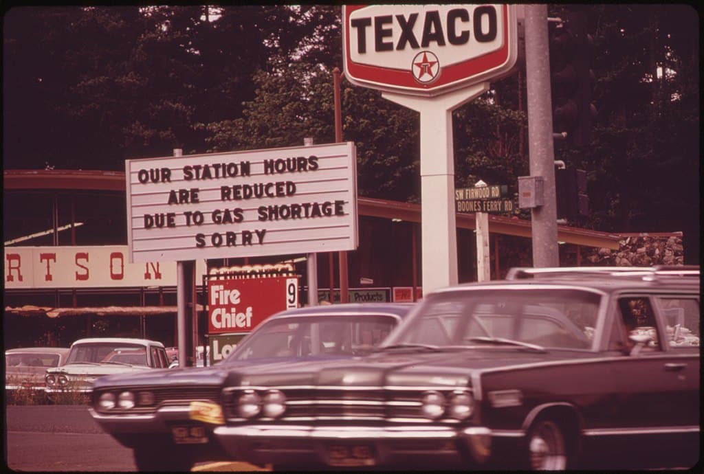 One of Many Service Stations in the Portland Area Carrying Signs Reflecting the Gasoline Shortage (06-1973)
