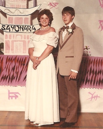 1984 Ruffle Off Shoulder Prom Dress