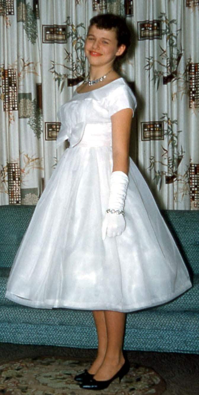 1958 Tea Length Prom Dress with Gloves