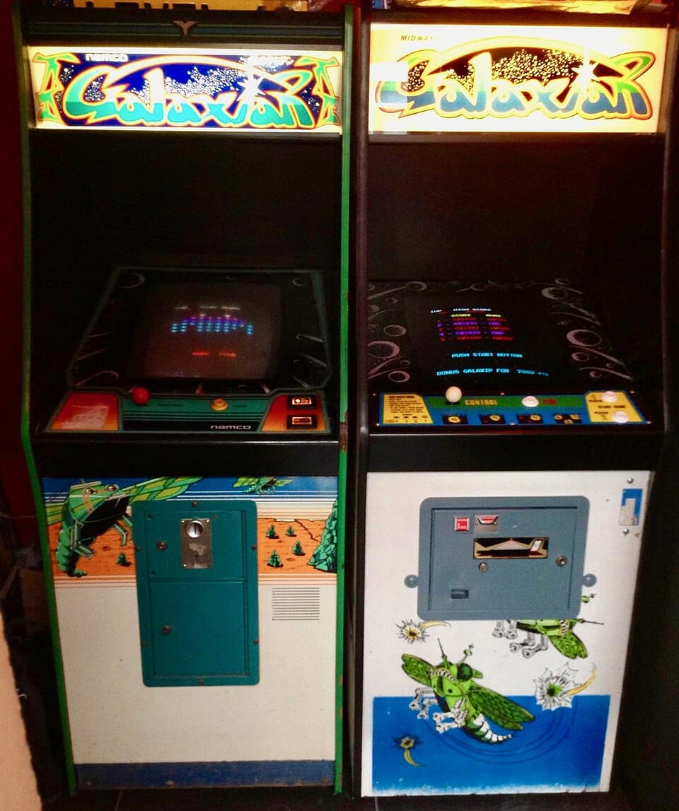 Original Namco (Japan) Galaxian and very early Midway (USA) Galaxian arcade machines- (1979, but still widely popular in the 1980s)