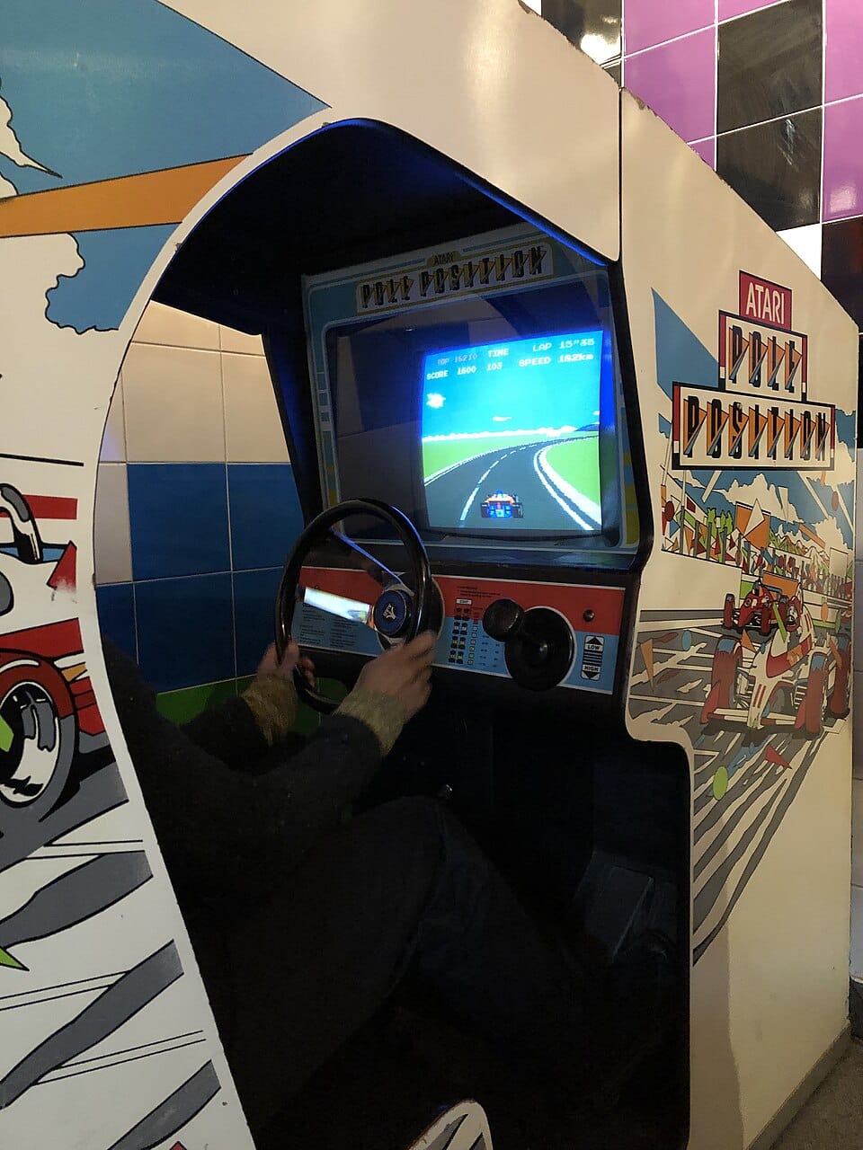 Pole Position in Computerspielemuseum, Berlin. (1982 video game arcade)