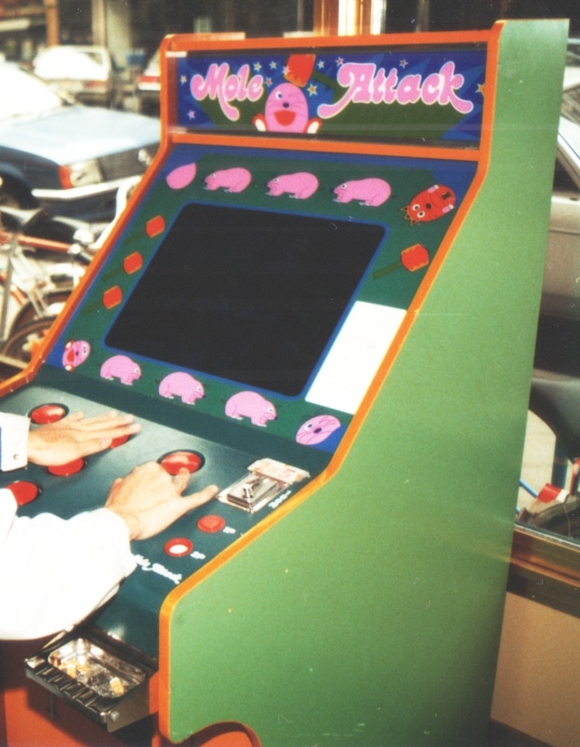 Mole Attack Arcade cabinet, video version of Whac-A-Mole (June 1985)