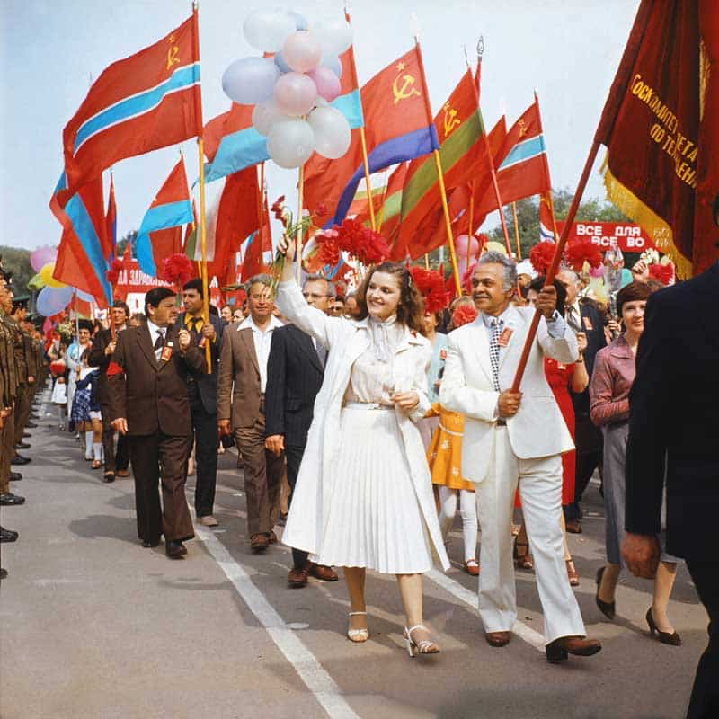 Moldavian Television group at demonstration, 1982