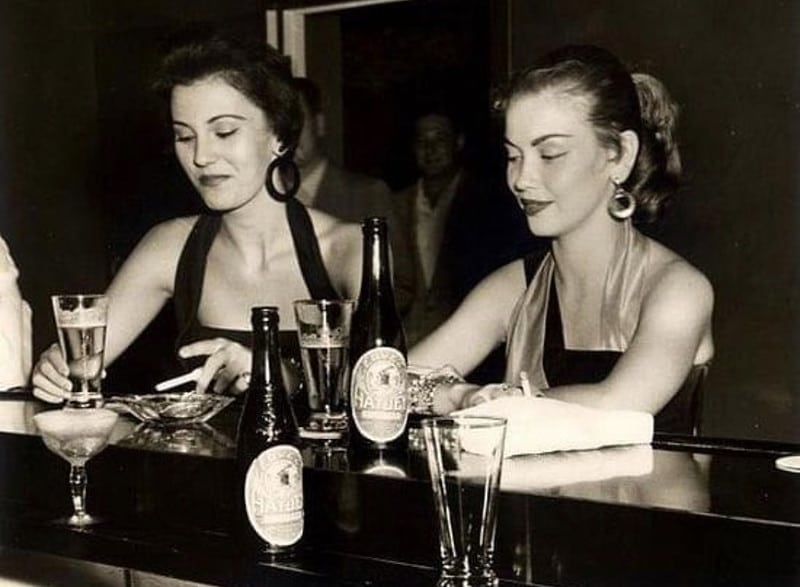 1950s Two Cuban Women Drinking Hatuey Beer