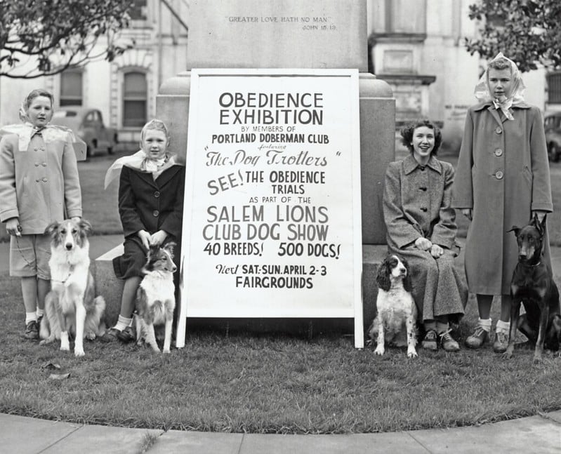 Dog obedience school sign 1949