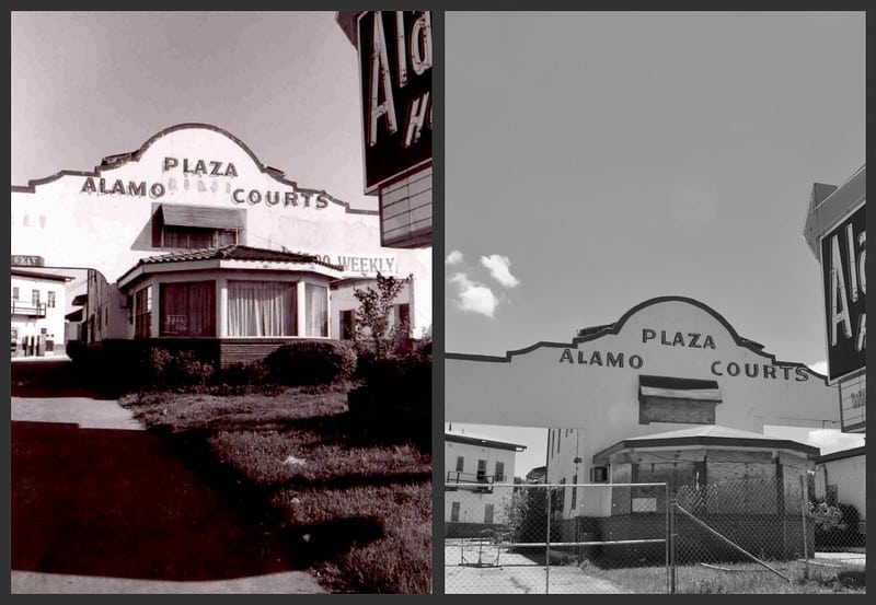 Alamo Plaza Hotel Courts Then and Now