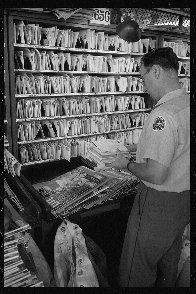 New York Post Office- Sorting Through the Day's Mail (New York, May 1957)