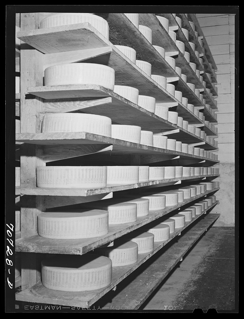 Tillamook cheese plant, Tillamook, Oregon. Cheese aging. Cheese made in Tillamook county had a value of 1,765,482 dollars in 1940 (1941 Oct.)