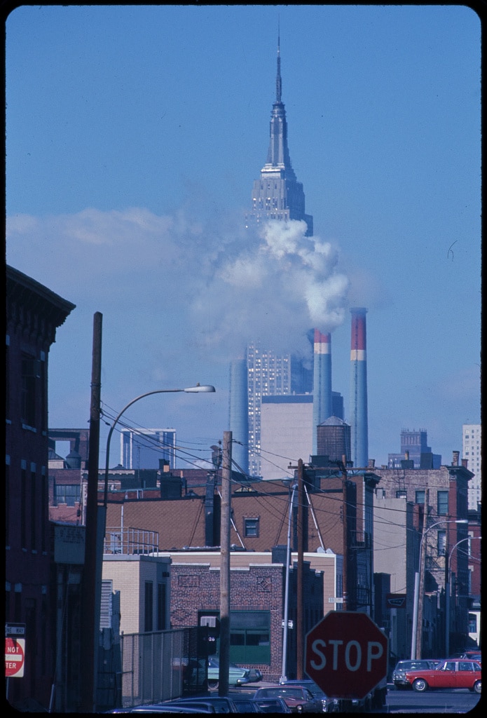 Empire State and smokestacks, 1970