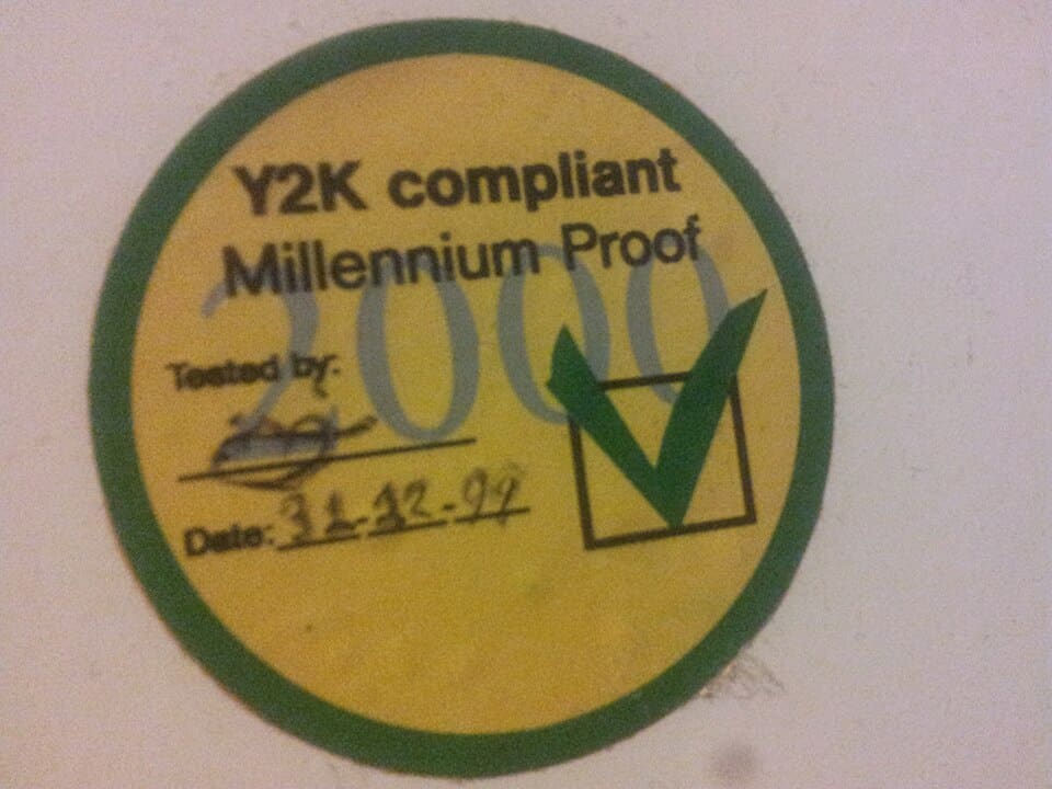 Millennium Proof Y2K compliant sticker, 1999