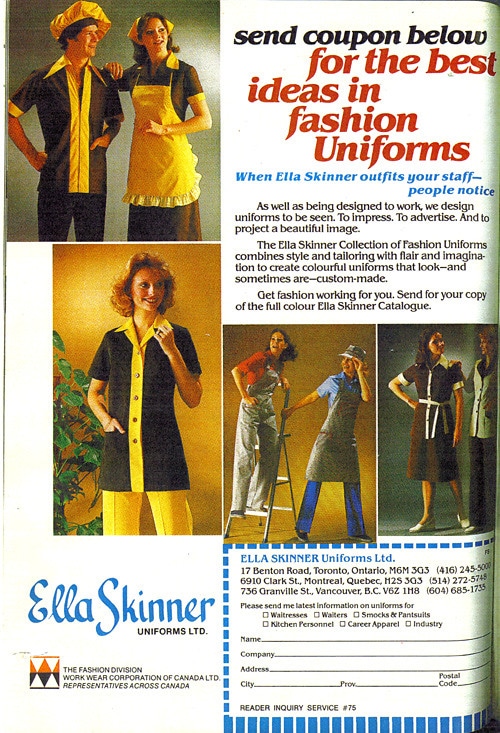 Restaurant Uniform Ad 1980