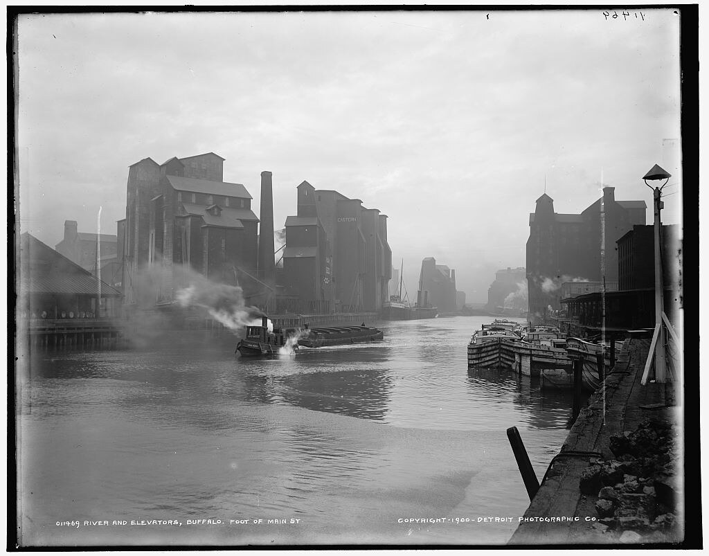 River and elevators, Buffalo, foot of Main St. (c1900)