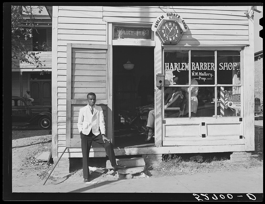 Barber shop on Hillsboro street. Oxford, Granville County, North Carolina (1939 Nov.)