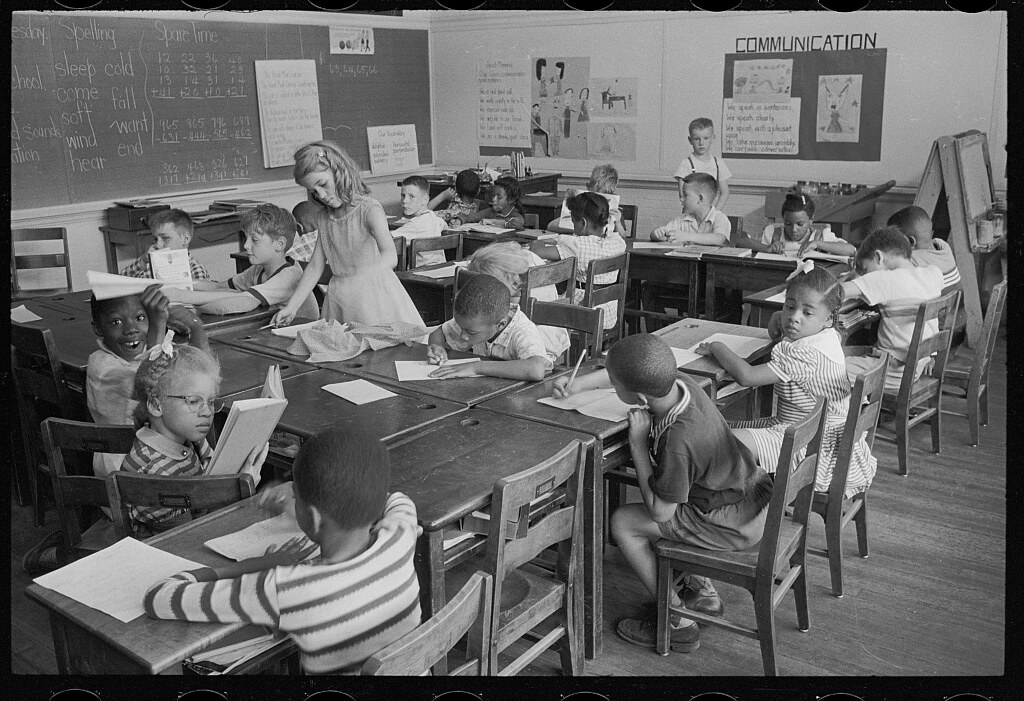Integration pix, classroom & May parade - all at Barnard school, Wash. D.C. (1955 May)