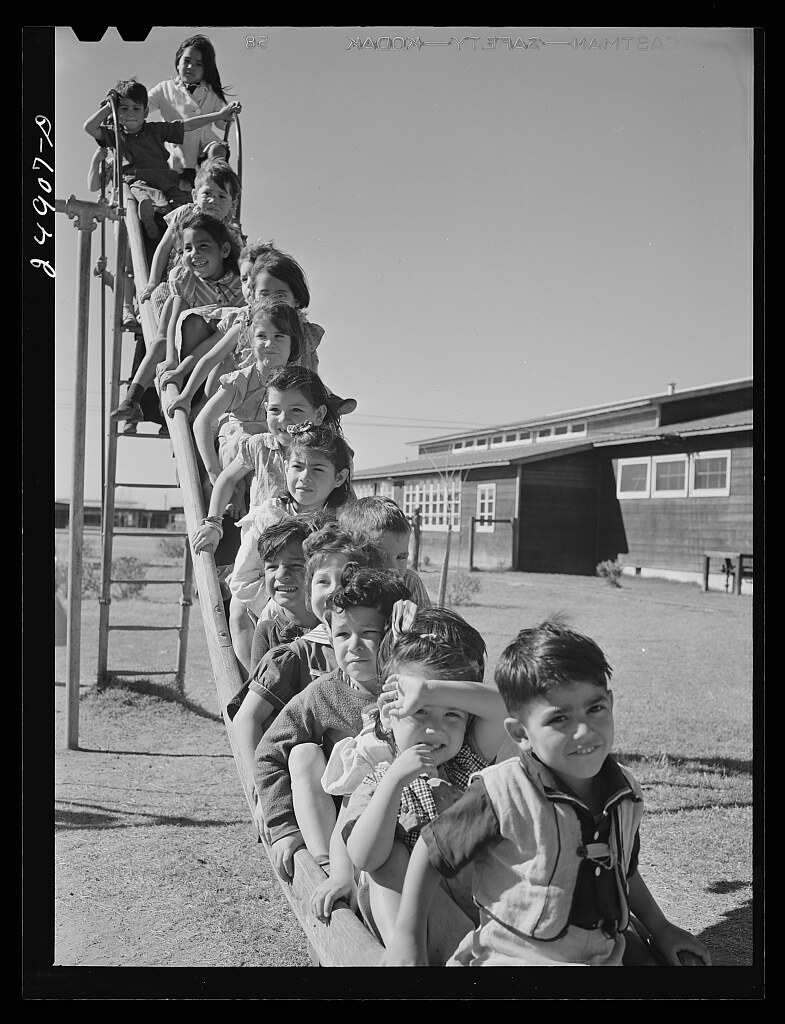 Nursery school children in the playground. Robstown camp, Texas (1942 Jan.)
