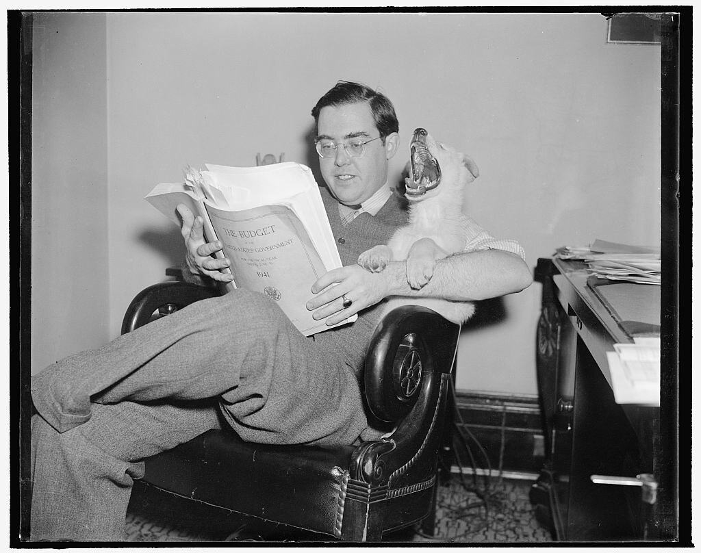 Rush Holt with dog (1940)