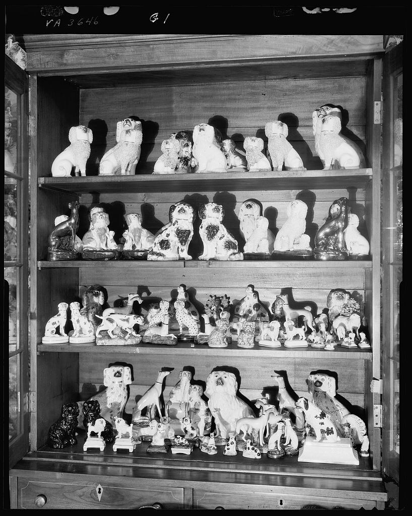 Glasgow House, Ellen Glasgow's porcelain and pottery dog collection (c. 1930)