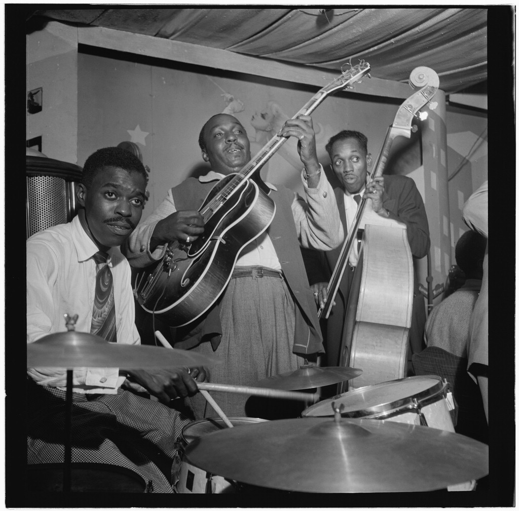 Portrait of Denzil Best, Al Casey, and John (O.) Levy, Pied Piper, between 1946 and 1948