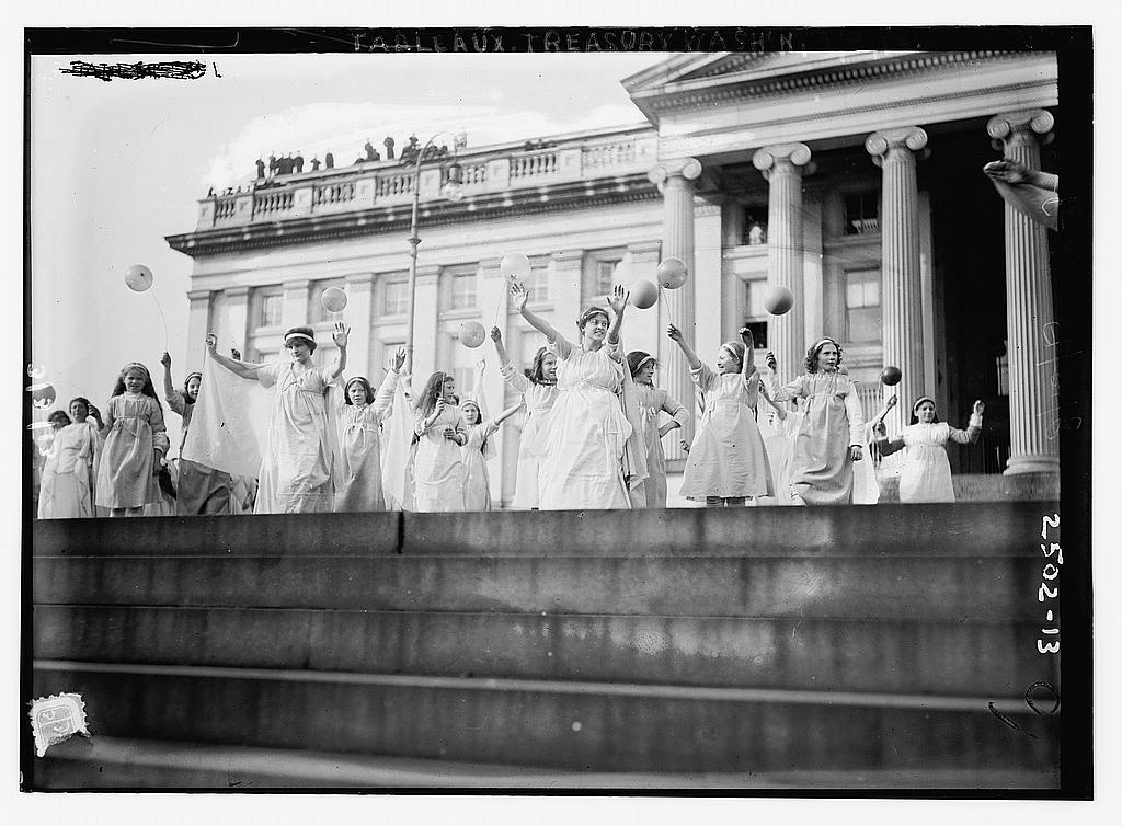 Women and girls with balloons, Treasury
