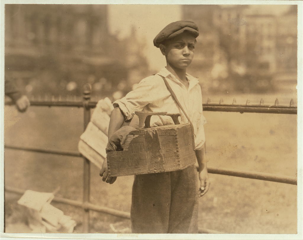 Bootblacks in and around City Hall Park, New York City - July 25, 1924. Location: New York, New York (State)