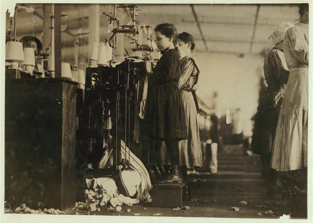 Young girl at hosiery mill