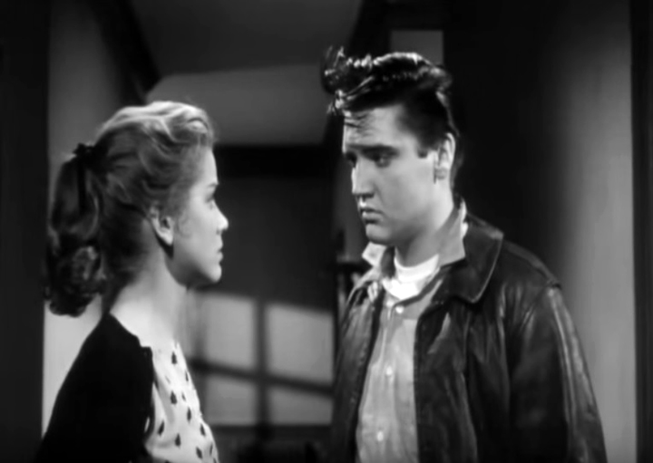 Elvis Presley and Dolores Hart from the trailer for the film King Creole, 1958