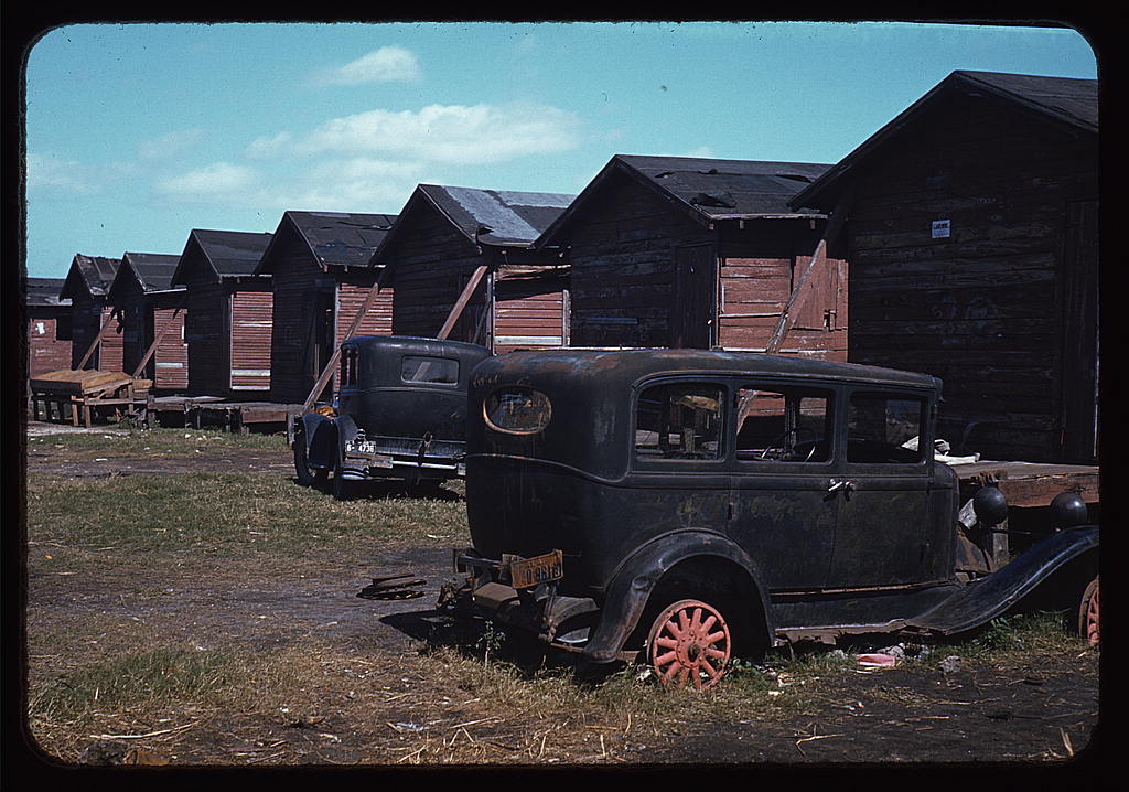 Shacks condemned by the Board of Health, formerly occupied by migrant workers and pickers, Belle Glade, Fla. (1941 Jan.)