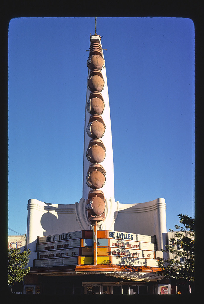 The Tower Bowl, straight-on tower view 2, Broadway near Kettner, San Diego, California (1979)