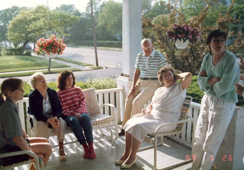 a group of AVON party attendees, mainly the elderly. 1989