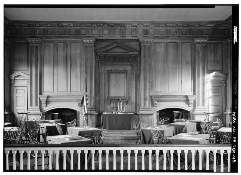 ASSEMBLY ROOM, EAST WALL - Independence Hall Complex, Independence Hall, 500 Chestnut Street, Philadelphia, Philadelphia County, PA. 1959
