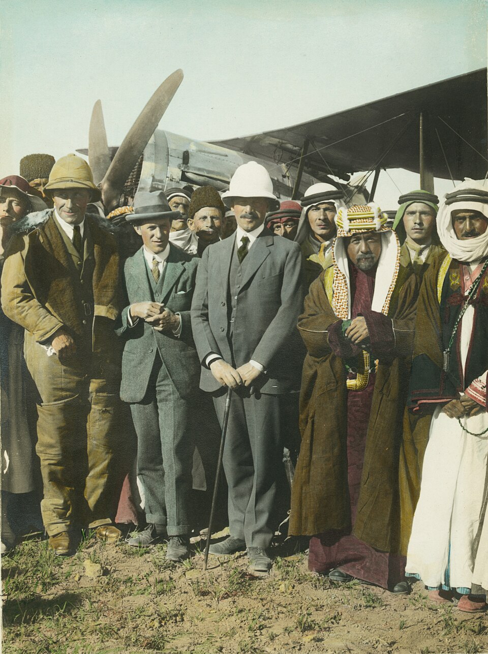 T.E. Lawrence and Emir Abdullah at Amman aerodrome, 1921