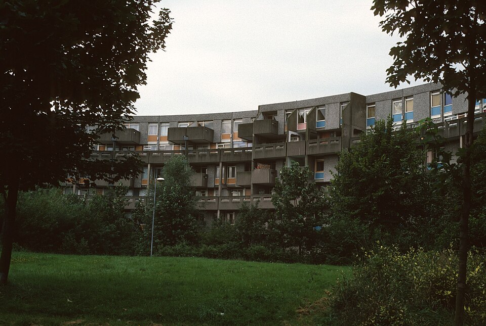Front aspect of Hulme tower block