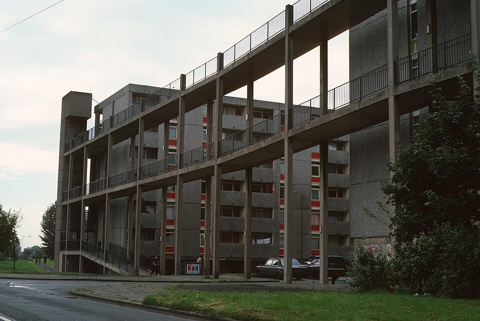 Side view of Hulme tower blocks