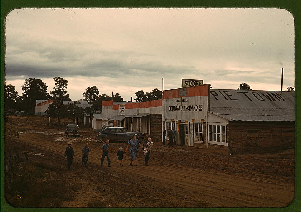 Family on Main Street, Pie Town, New Mexico, 1940