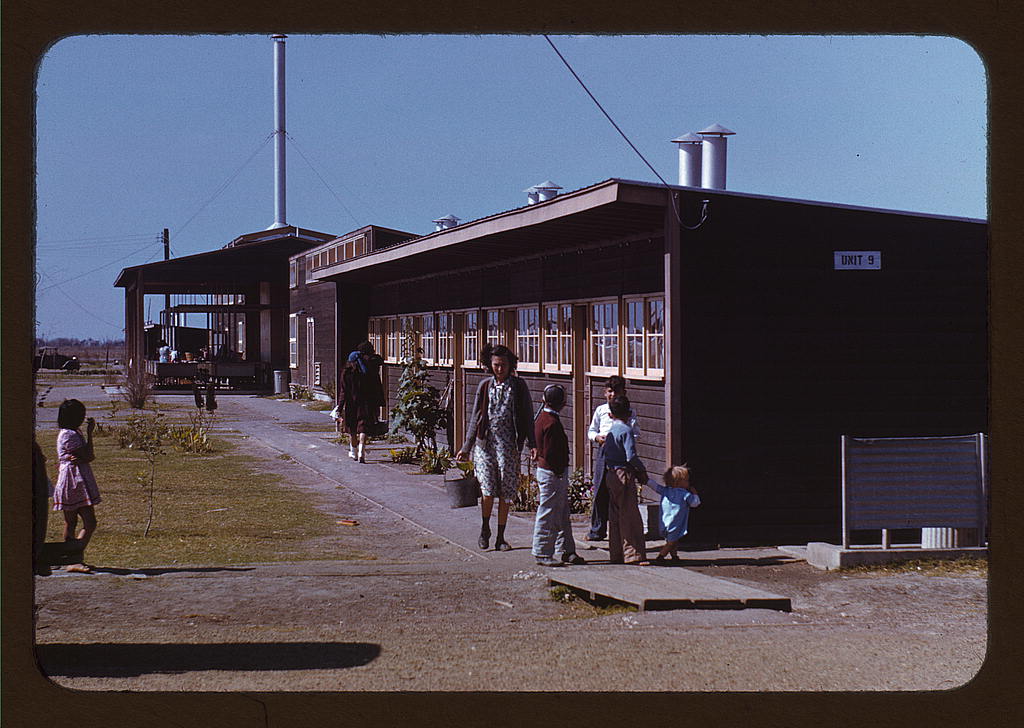 Gardens are planted in front of the row shelters, FSA ... labor camp, Robstown, Tex. (1942 Jan.)