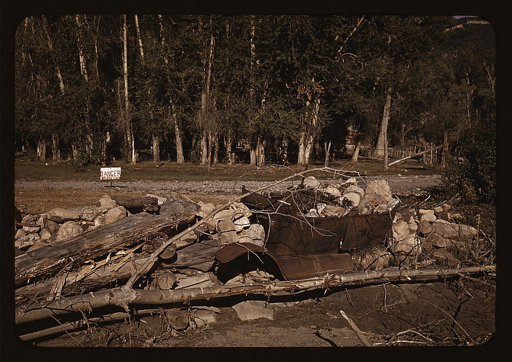 Improvised protection for a stream bank, Ridgway, Colorado (1940 Oct.)