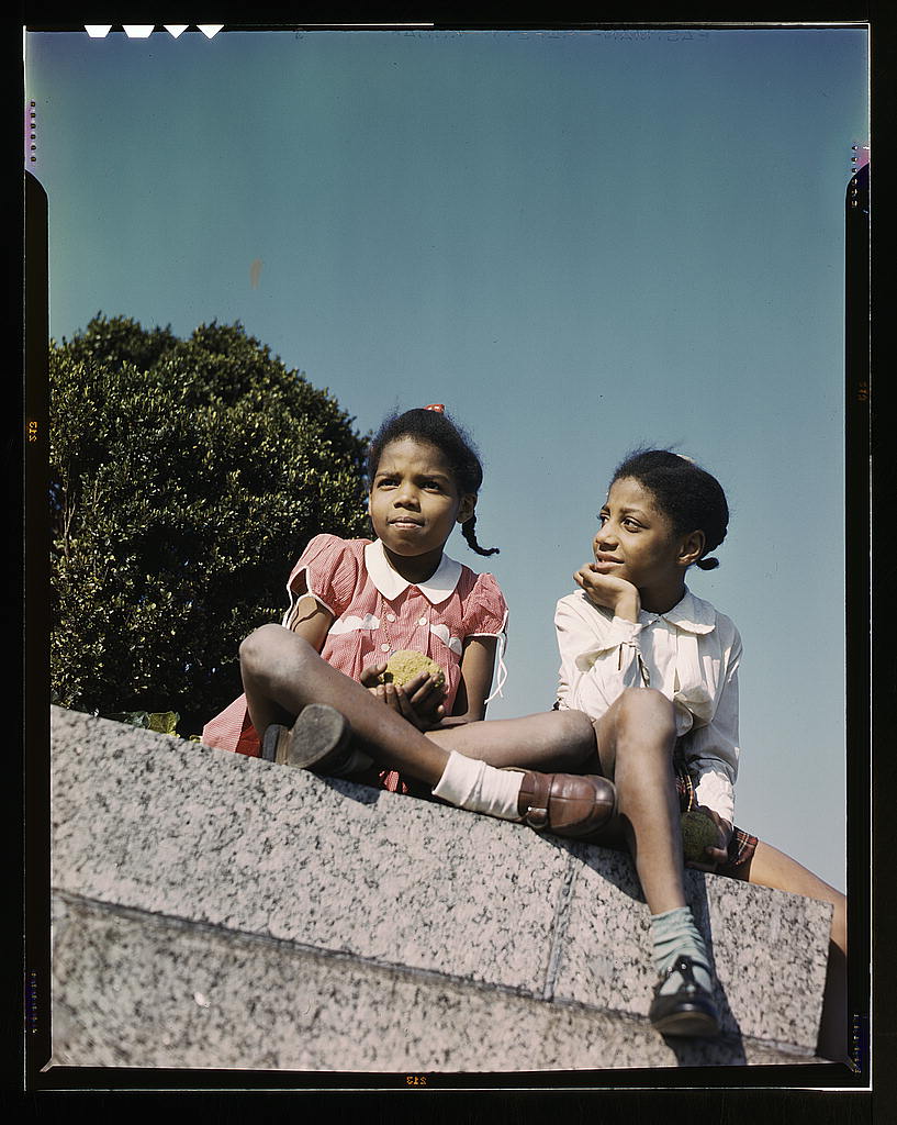 Young girls in park Union Station DC 1943