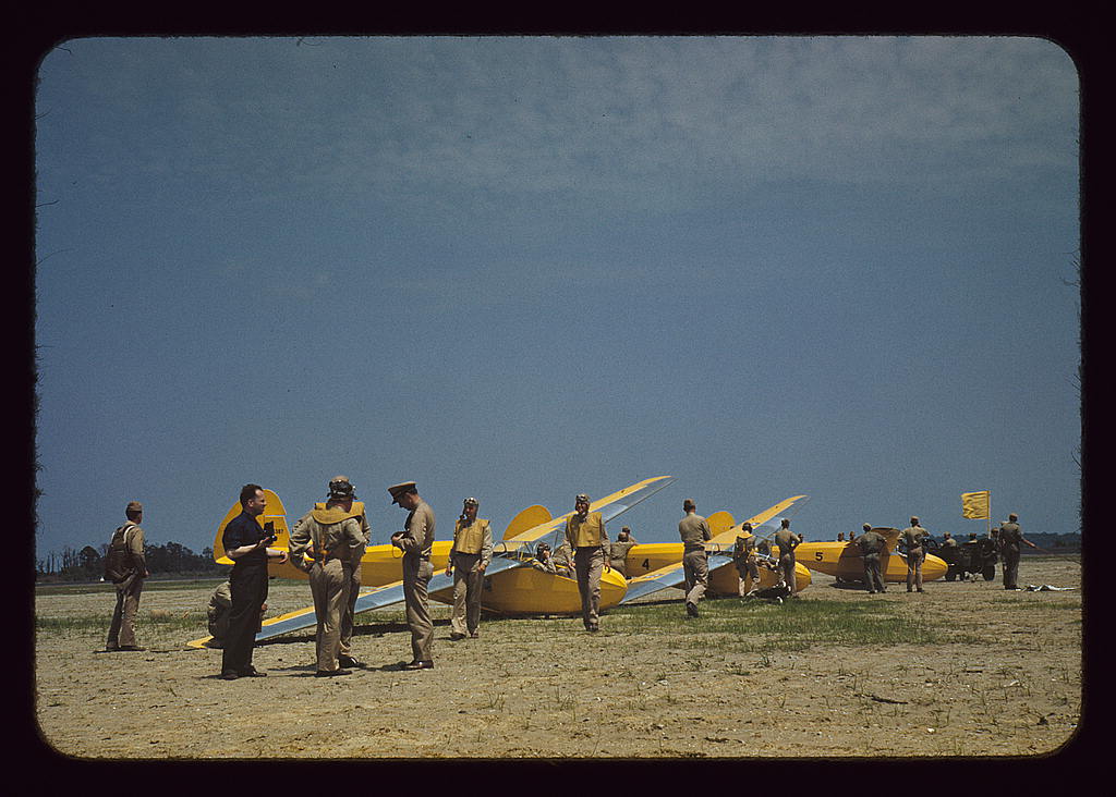 Preparing for take-off at the glider pilot training program, Page Field, Parris Island, S.C. (1942 May)