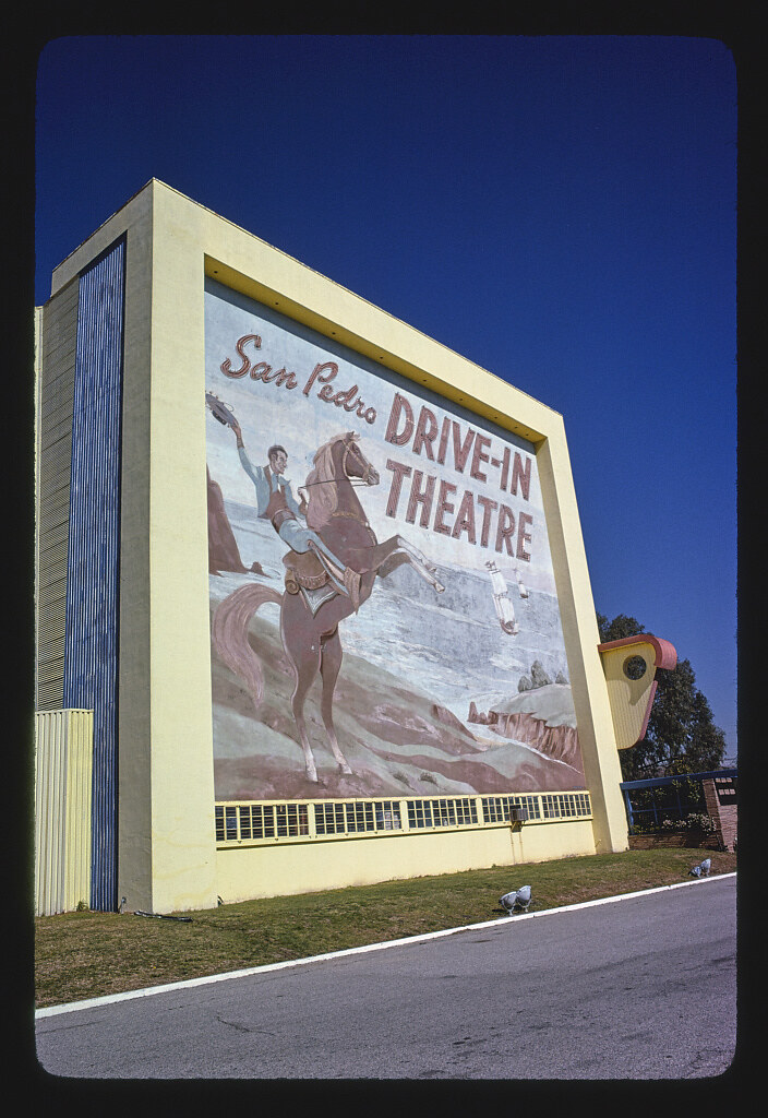 San Pedro Drive-In Theater, angle from left, Gaffey Street, San Pedro, Los Angeles, California