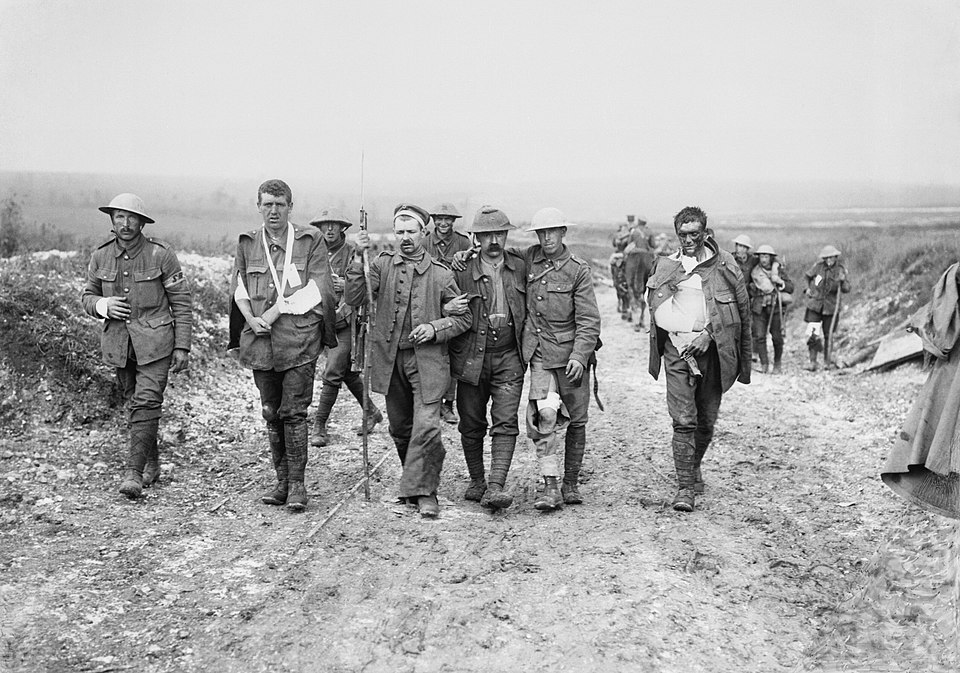 British and German wounded Somme
