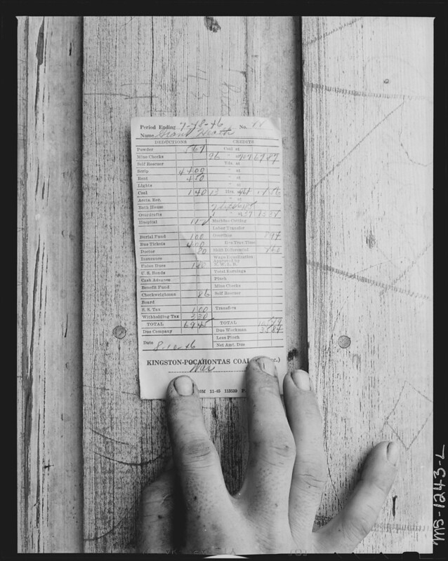 Pay slip from Kingston Pocahontas Coal Company, West Virginia.
