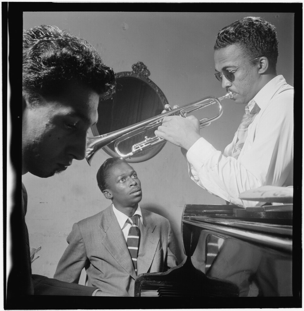 Howard McGhee and Miles Davis share a moment, New York, 1947