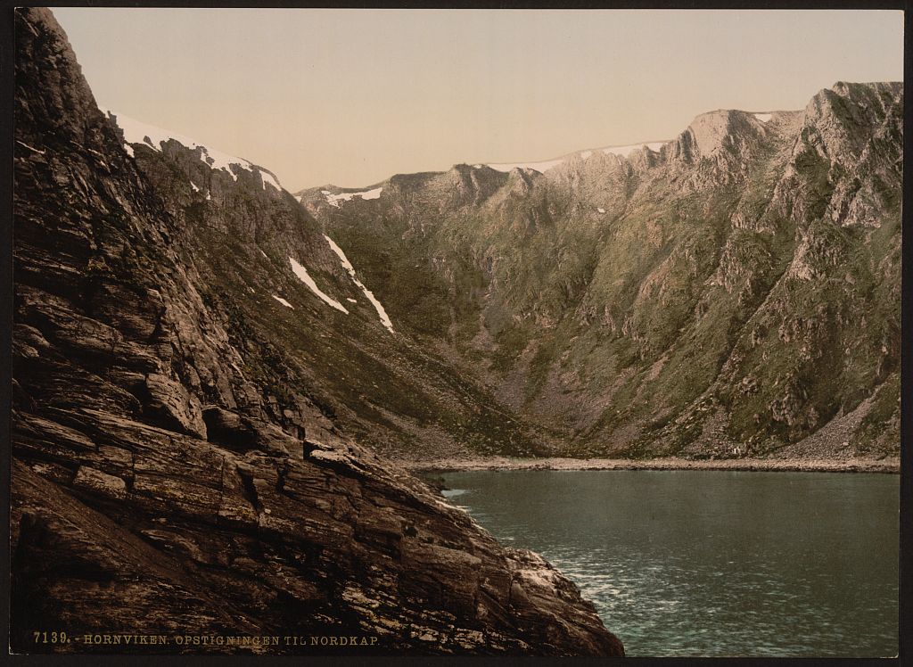 Opstigningen til Nordkap (i.e., Nordkapp), Hornviken, Norway — Print shows Nordkapp (North Cape) on the island of Magerøya, Norway. (between ca. 1890 and ca. 1900)