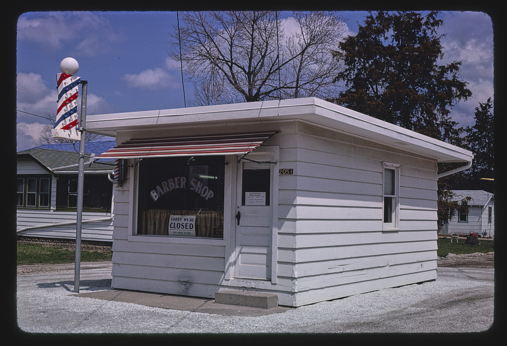 Cal Smith's Barber Shop, Main Street, Galesburg, Illinois, 1980