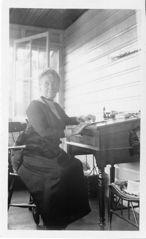 Cornelia Maria Clapp at Woods Hole desk