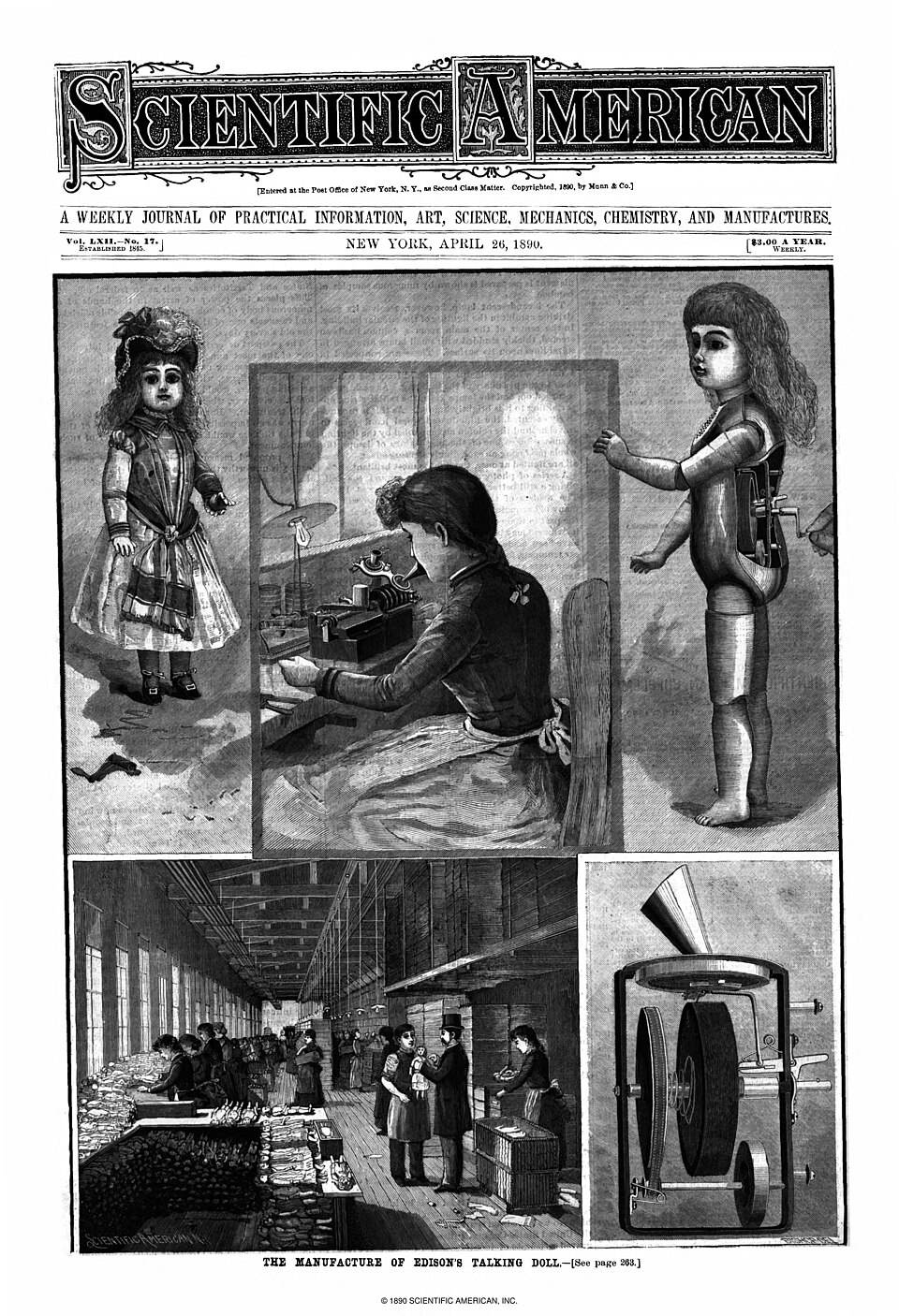 Cover illustration of Edison's Talking Doll from Scientific American